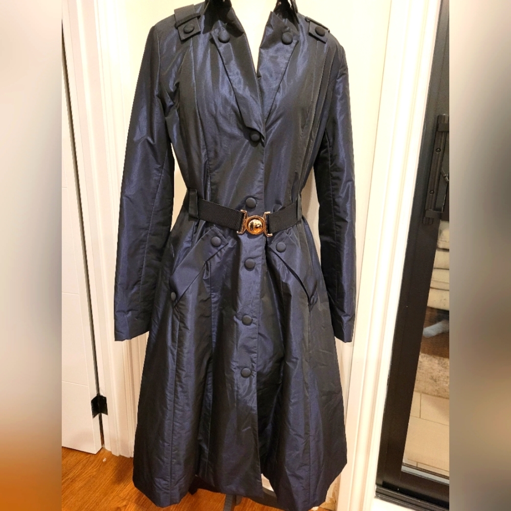 Pink Tartan Iridescent Rain Trench Coat - Size 6 - Picture 1 of 9